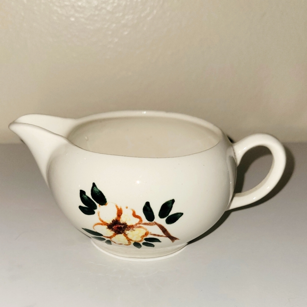 Fantaisie Yellow Flower Ceramic White Creamer Vintage Italian Ceramics